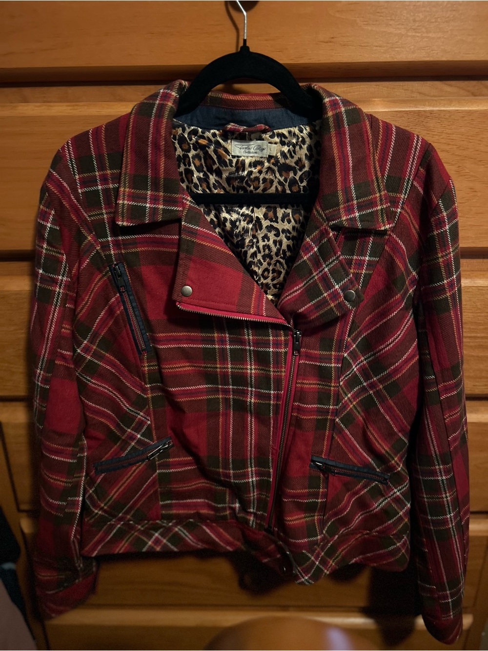 Tasha Pollizzi Plaid Red Moto Jacket